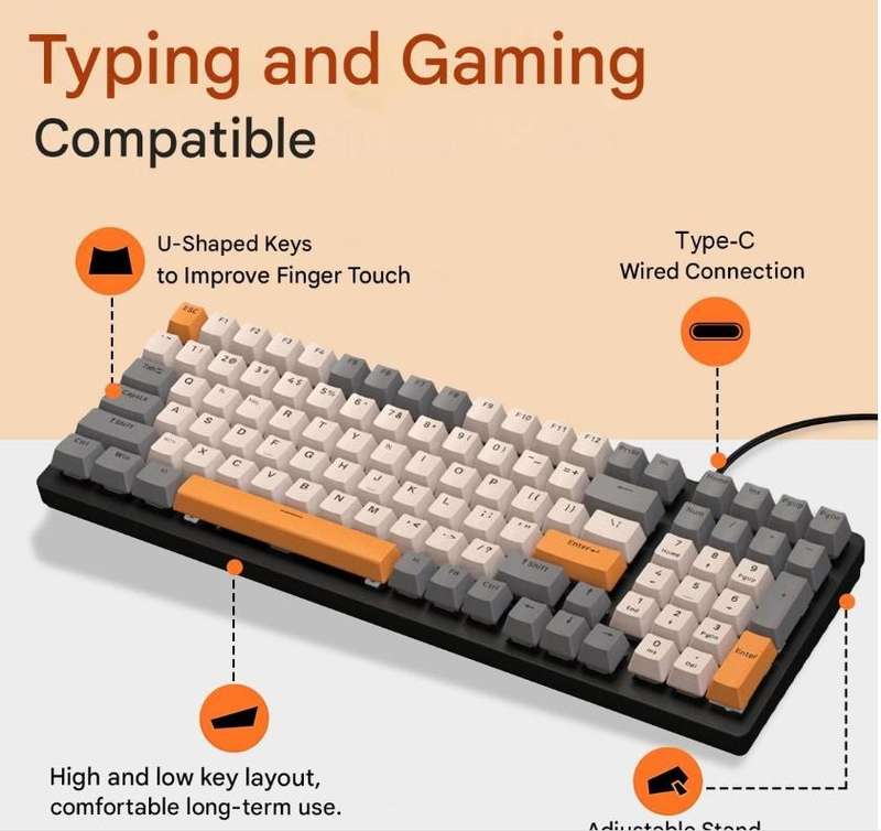 K3 100 Keys RGB Wired Mechanical Gaming Keyboard - Blue Switch