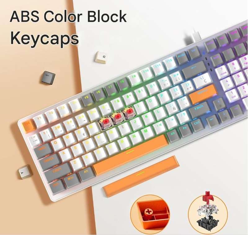 K3 100 Keys RGB Wired Mechanical Gaming Keyboard - Red Switch