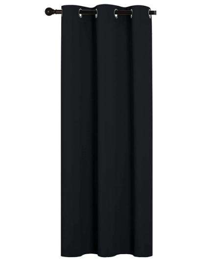Blackout Plain Bedroom Eyelet Curtains - Black - 140 W x 225 L cm