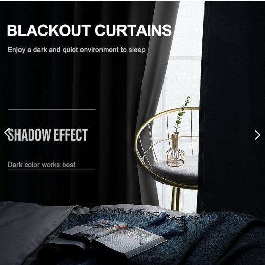 Blackout Plain Bedroom Eyelet Curtains - Black - 140 W x 225 L cm