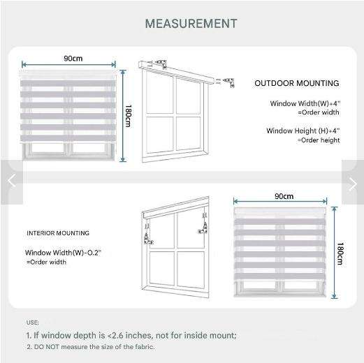 Quality Roller Dual Layer Zebra Blinds for Windows Blackout Day and Night - 90 W x 180 L cm