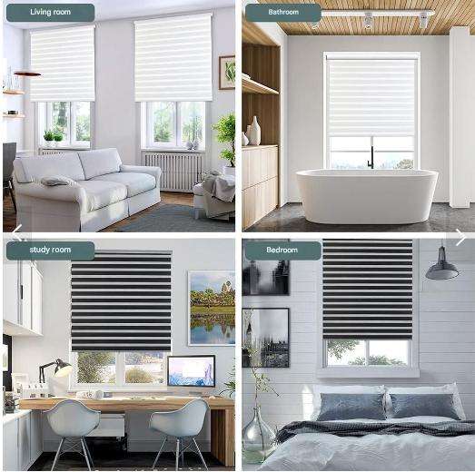 Quality Roller Dual Layer Zebra Blinds for Windows Blackout Day and Night - 90 W x 180 L cm