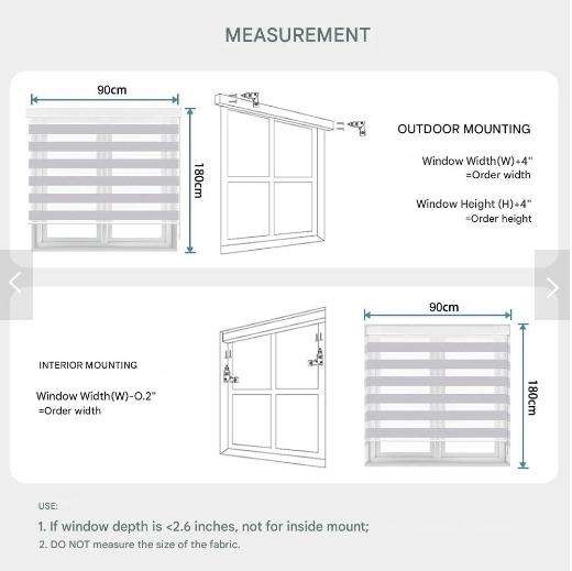 Quality Roller Dual Layer Zebra Blinds for Windows Blackout Day and Night - 120 W x 180 L cm