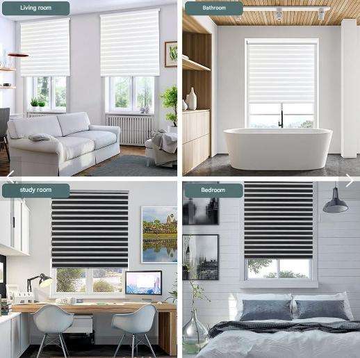 Quality Roller Dual Layer Zebra Blinds for Windows Blackout Day and Night - 120 W x 180 L cm