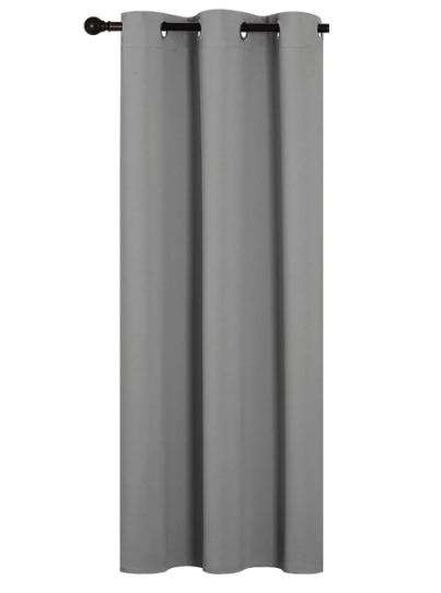 Blackout Plain Bedroom Eyelet Curtains - Grey - 140 W x 225 L cm