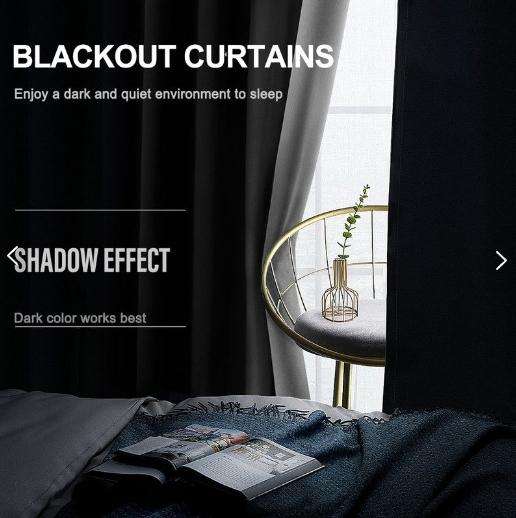 Blackout Plain Bedroom Eyelet Curtains - Grey - 140 W x 225 L cm