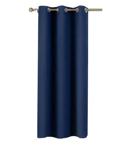 NANWEI Blackout Minimalist Style Bedroom Eyelet Curtains - Blue 140W X 225L CM
