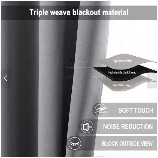 NANWEI 2-Pack Blackout Eyelet Curtains Bedroom -Thermal Insulated - Grey