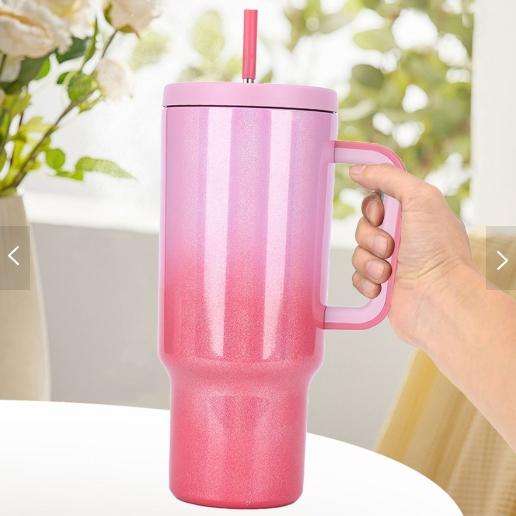 VANOW 1.2L Tumbler with Handle and Straw Leakproof Insulated Travel Mug - Pink