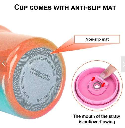 VANOW 1.2L Tumbler with Handle and Straw Leakproof Insulated Travel Mug - Coral