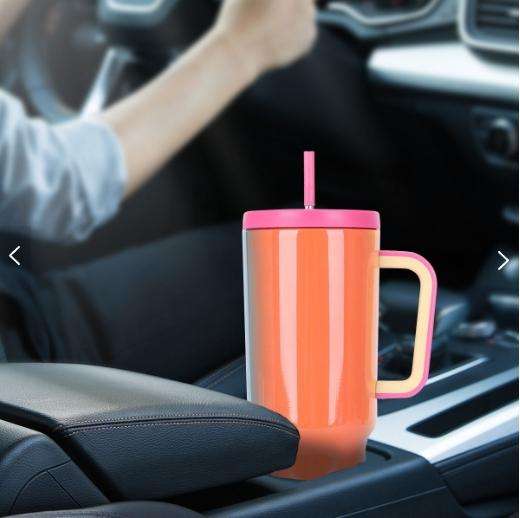 VANOW 1.2L Tumbler with Handle and Straw Leakproof Insulated Travel Mug - Coral