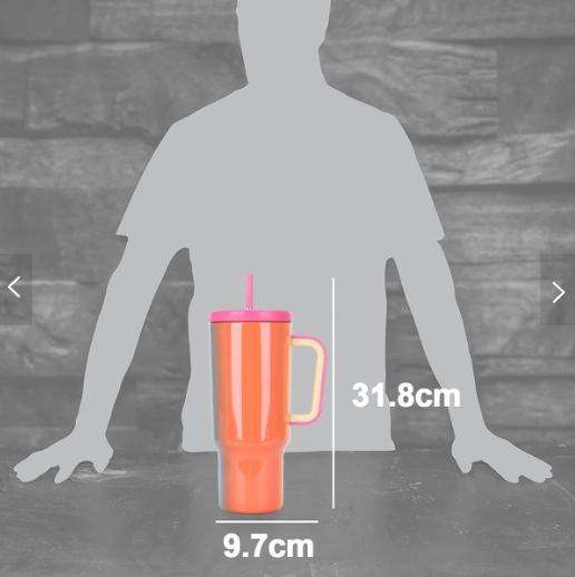 VANOW 1.2L Tumbler with Handle and Straw Leakproof Insulated Travel Mug - Coral