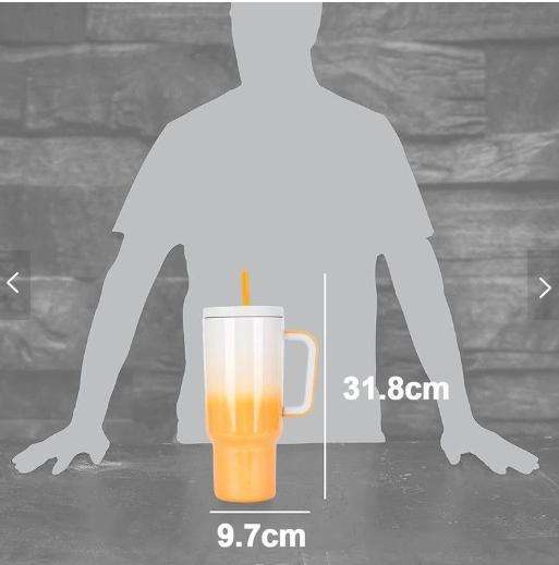 VANOW 1.2L Tumbler with Handle and Straw Leakproof Insulated Travel Mug - Cream Yellow