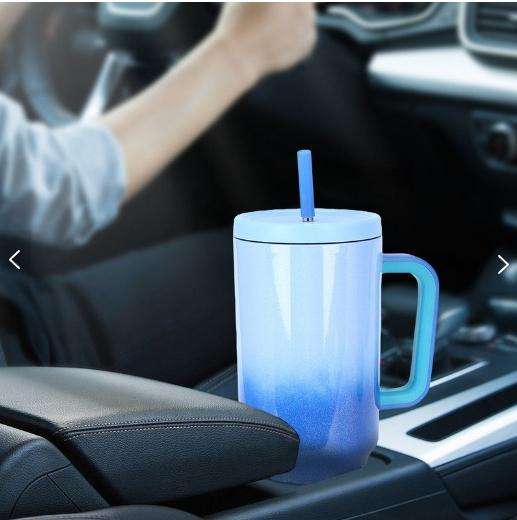 VANOW 1.2L Tumbler with Handle and Straw Leakproof Insulated Travel Mug - Sky Blue