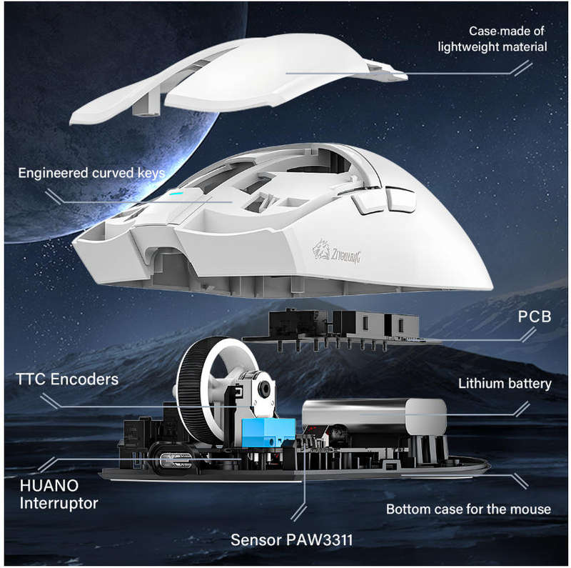 X2 Rechargeable 24000 DPI Wireless Gaming Mouse 56g Ergonomic Design - White
