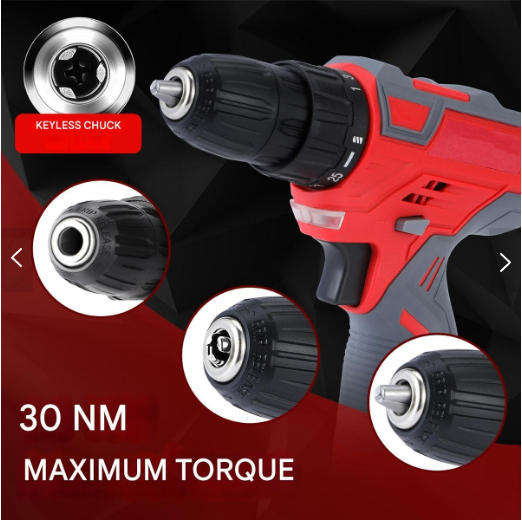 12V 30NM Cordless Drill with 2 Lithium Batteries