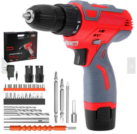 12V 30NM Cordless Drill with 2 Lithium Batteries