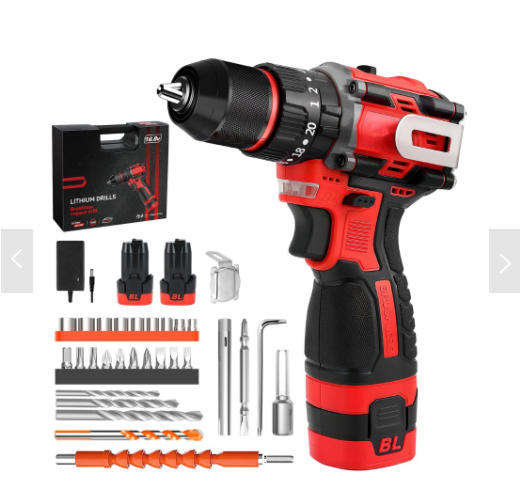 16.8V 45NM Brushless Cordless Drill Compact Impact Drill with 2 Batteries