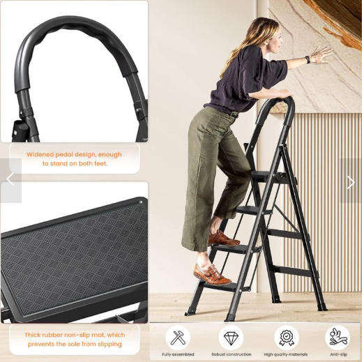 4 Step Ladder Folding Ladder Telescopic Ladder with Wide Pedal