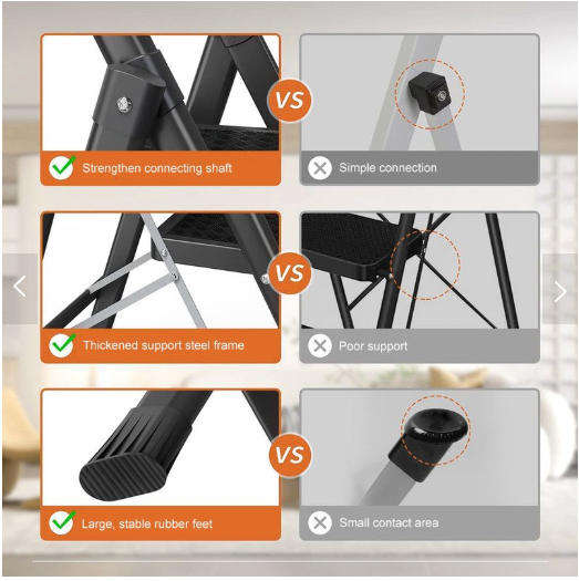 4 Step Ladder Folding Ladder Telescopic Ladder with Wide Pedal