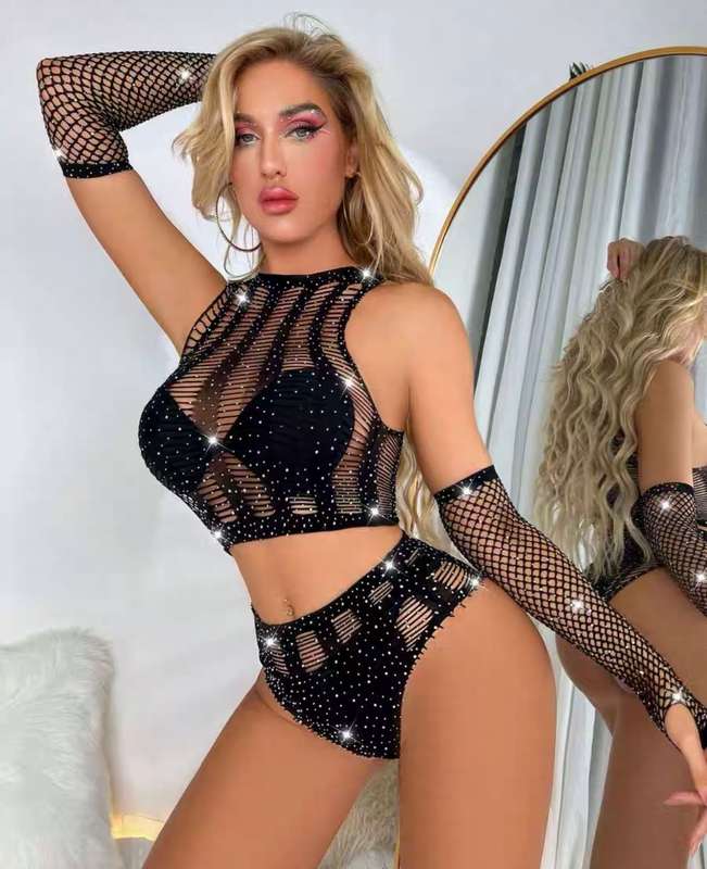Ladies Hot Drill Gloves Bra Pantyhose Erotic Lingerie