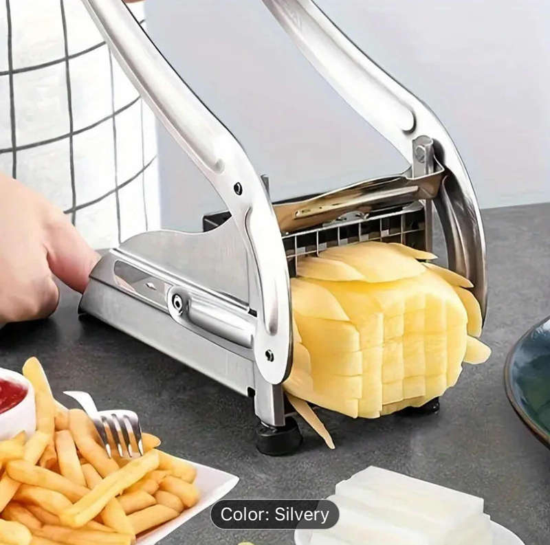 Stainless Steel French Fry Cutter - Commercial Grade Vegetable and Fruit Slicer for Potatoes, Cucumb