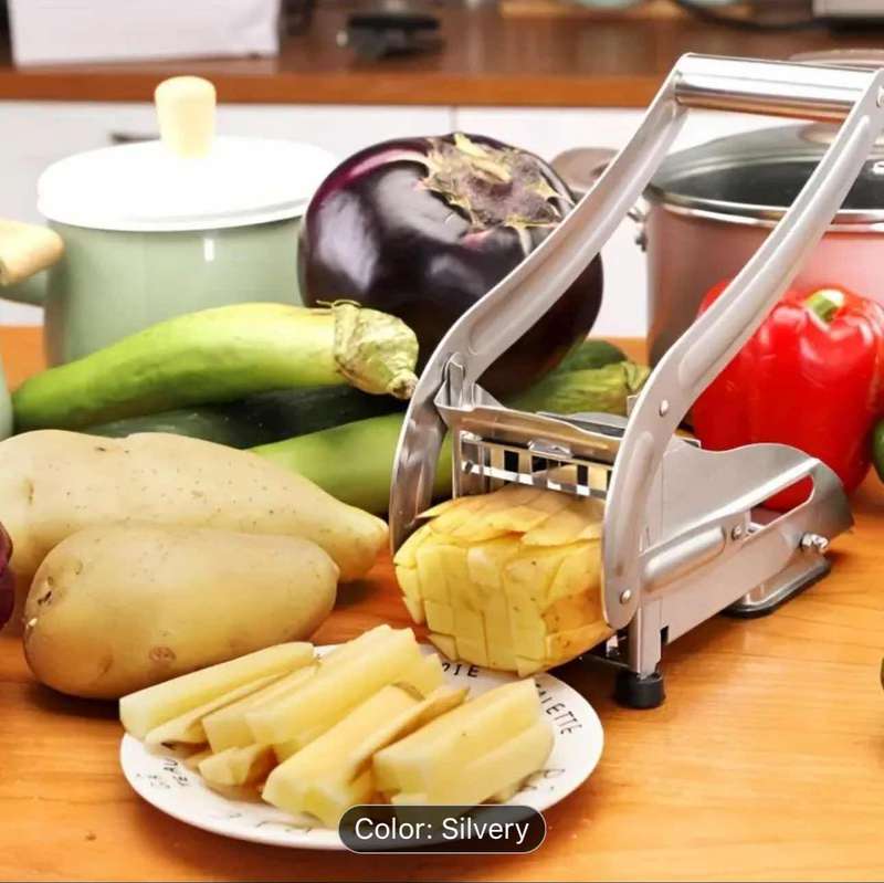 Stainless Steel French Fry Cutter - Commercial Grade Vegetable and Fruit Slicer for Potatoes, Cucumb