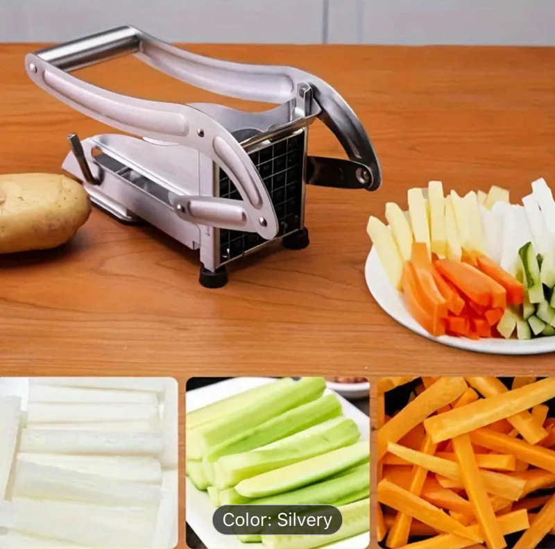 Stainless Steel French Fry Cutter - Commercial Grade Vegetable and Fruit Slicer for Potatoes, Cucumb