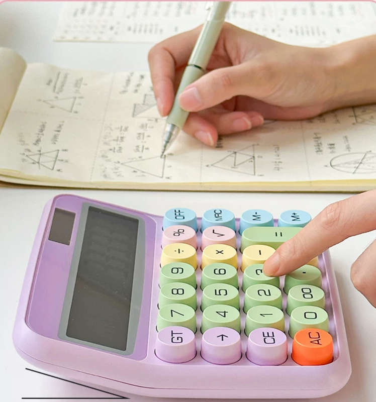 High-Value Button Calculator - 12-Digit Large Screen, Colorful & Durable Design - Perfect for Unisex