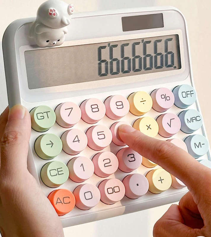 High-Value Button Calculator - 12-Digit Large Screen, Colorful & Durable Design - Perfect for Unisex