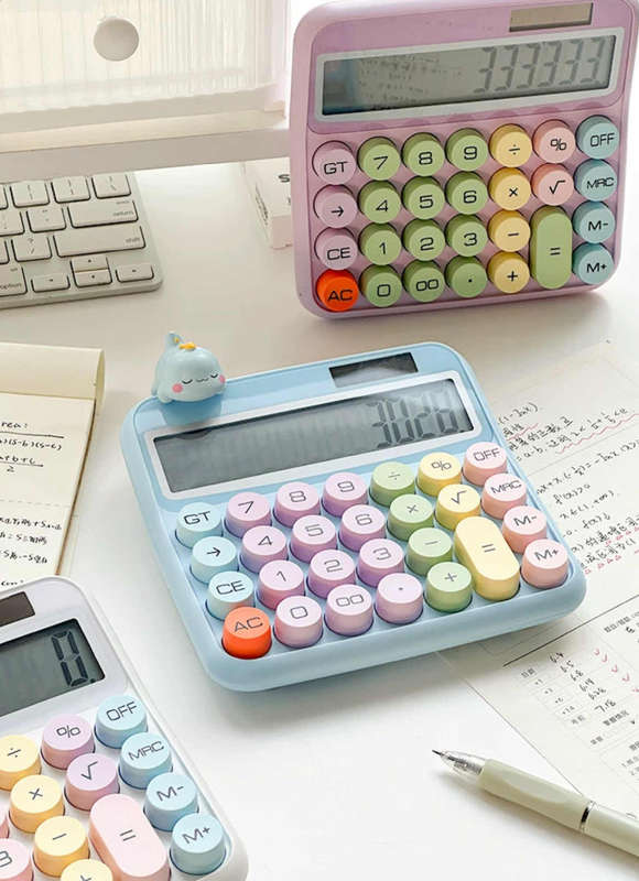 High-Value Button Calculator - 12-Digit Large Screen, Colorful & Durable Design - Perfect for Unisex
