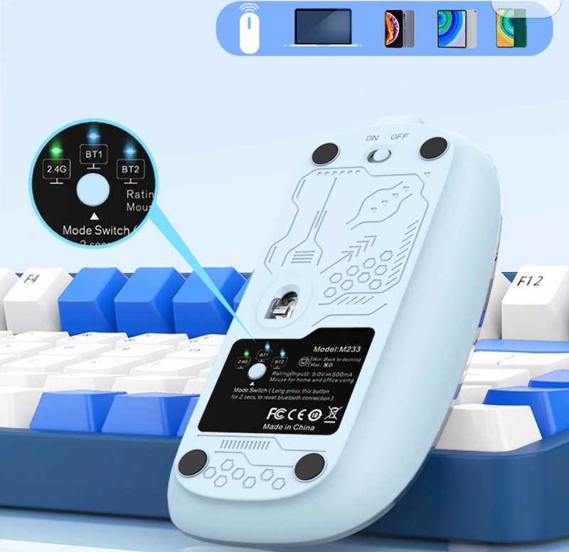 2024 New Magic Wireless Mouse with Transparent Shell, USB Rechargeable, 2.4G