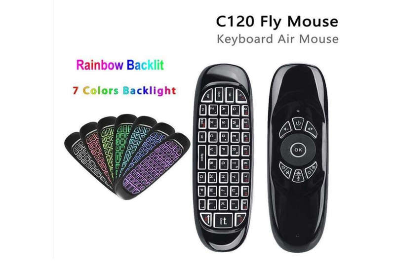 7-Color Backlit Mini Keyboard Touchpad Mouse  - Wireless 2.4GHz Connection, Marquee Effect, Compac
