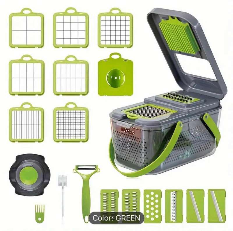 9-in-1 Vegetable Chopper Mandoline Slicer Set - Multifunctional Fruit Cutter, Manual Food Grater,
