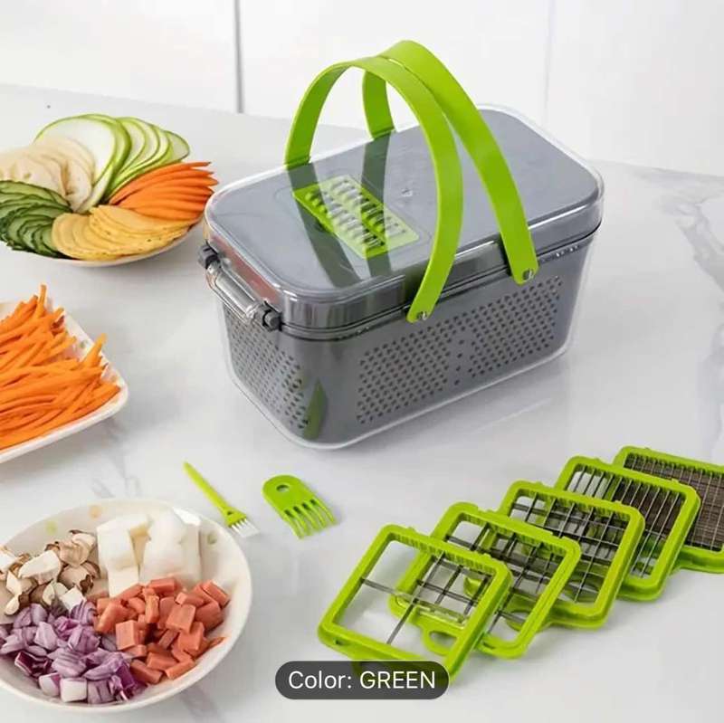 9-in-1 Vegetable Chopper Mandoline Slicer Set - Multifunctional Fruit Cutter, Manual Food Grater,