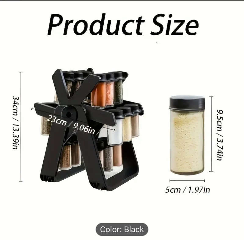 New Spice Rack Set, 18 Spice Jars, 360° Rotating Ferris Wheel, Spice Rack, Spice Bottles, Kitchen