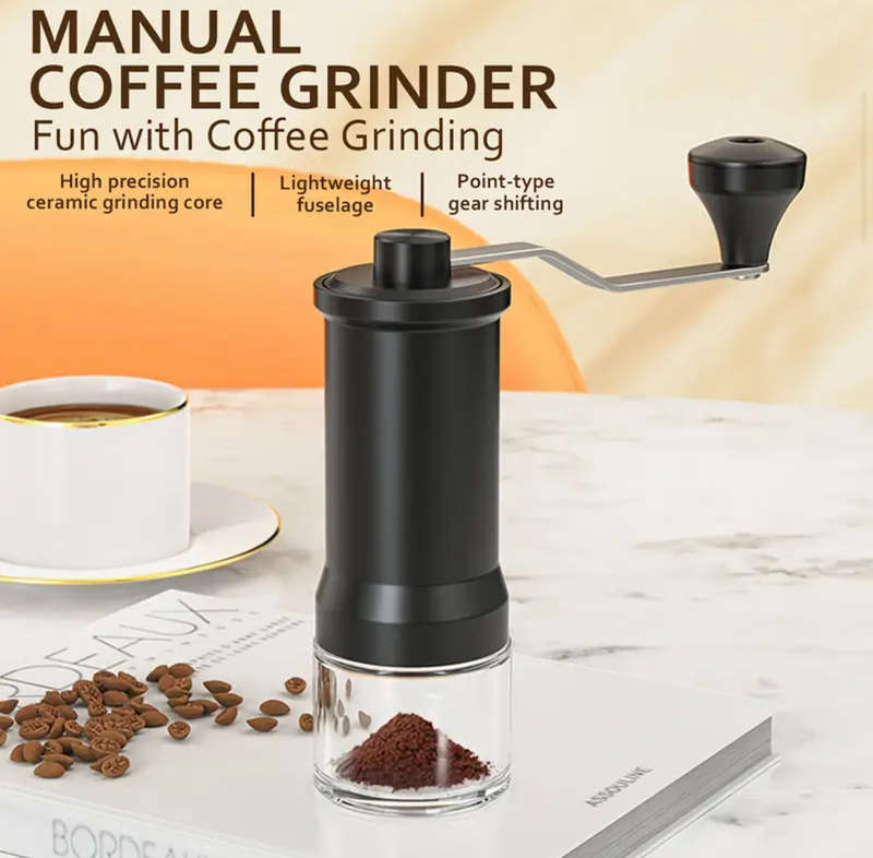 Manual Coffee Grinder: Adjustable Thickness Burr for Perfect Coffee Grounds - Portable