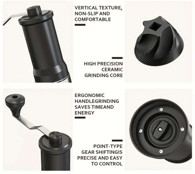 Manual Coffee Grinder: Adjustable Thickness Burr for Perfect Coffee Grounds - Portable