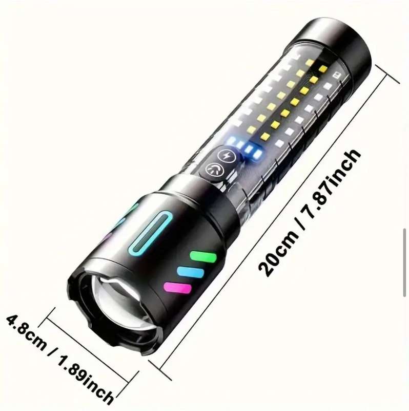 Ultra-Bright 1500LM LED Flashlight - Tactical Rechargeable Torch with COB, Long Range Spotlight,