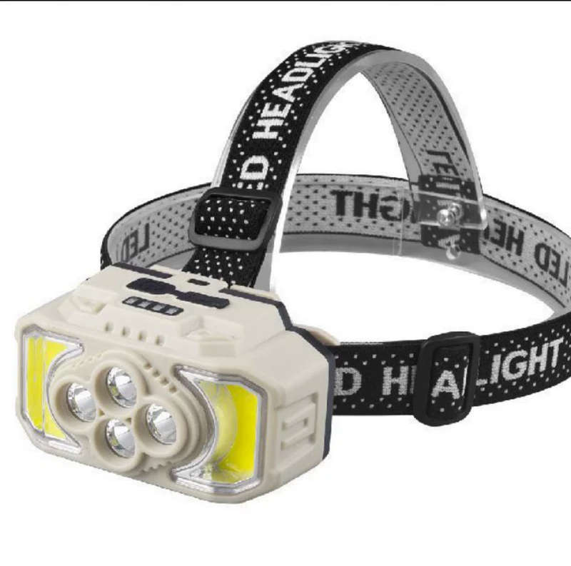 Powerful NEW USB Rechargeable 4LED+COB Headlamp, Super Bright Smart Sensor Headlight
