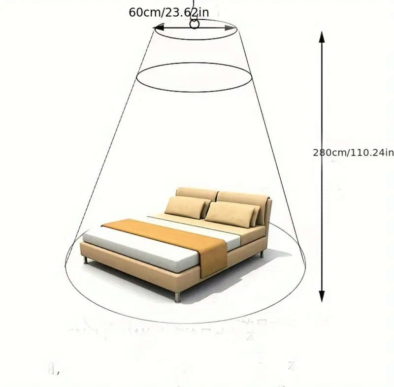 Elegant Dome Ceiling Bed Canopy - Solid Color Court Style Mosquito