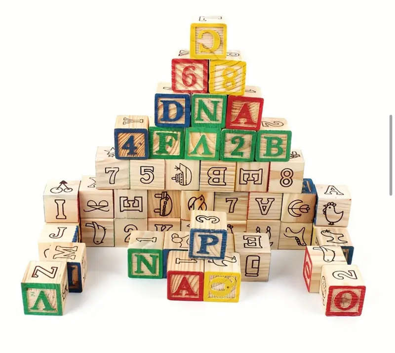 48pcs Printing Blocks Color Blocks, Wooden Letter Blocks
