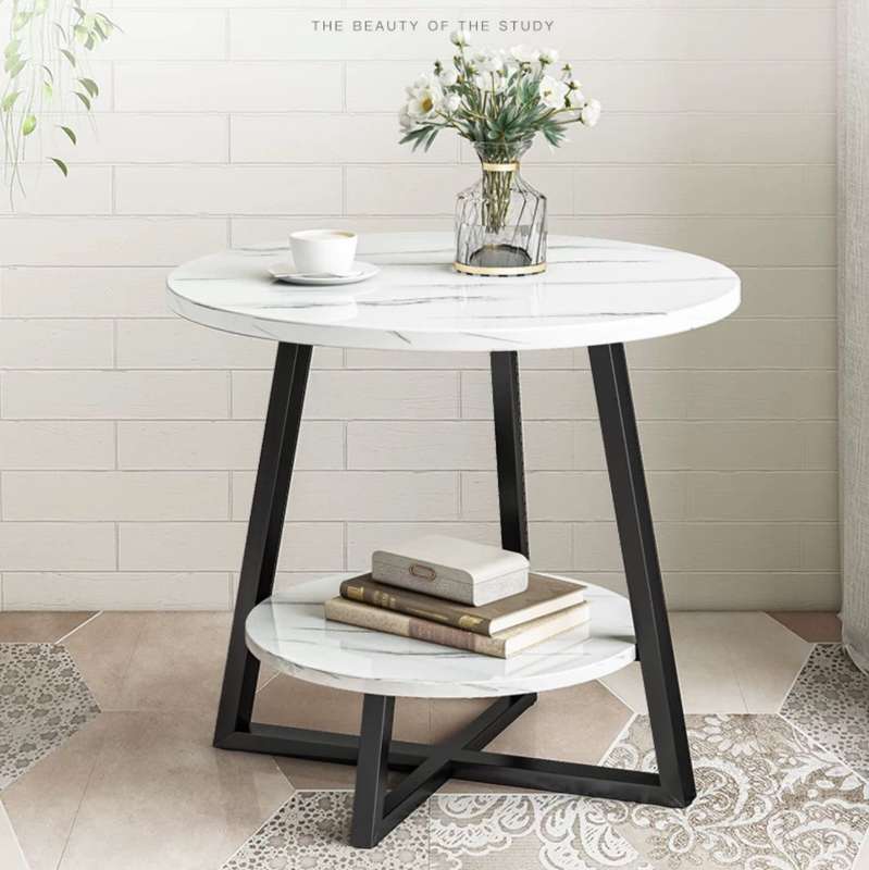 Double-Tiered Round Metal Side Table