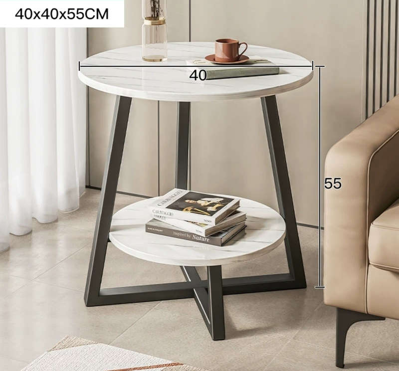 Double-Tiered Round Metal Side Table