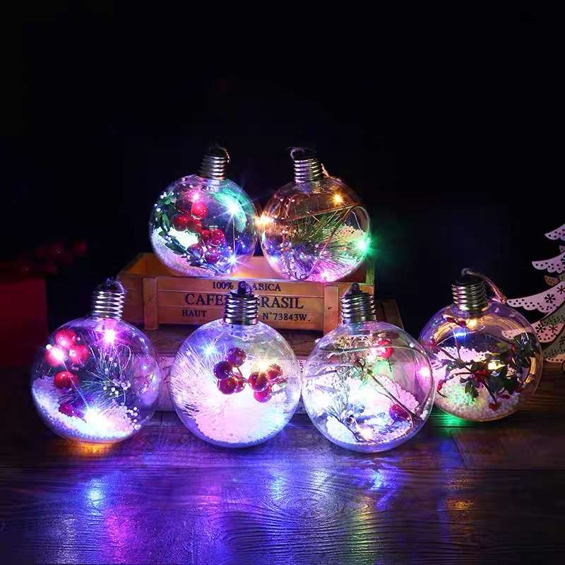 Christmas Ornaments Balls Plastic LED Bulbs Lights Pandent C
