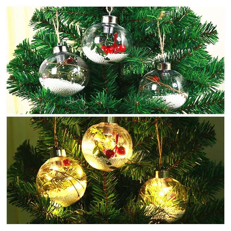 Christmas Ornaments Balls Plastic LED Bulbs Lights Pandent C
