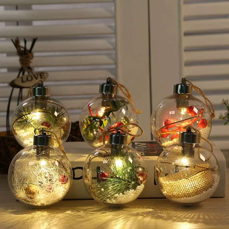 Christmas Ornaments Balls Plastic LED Bulbs Lights Pandent C