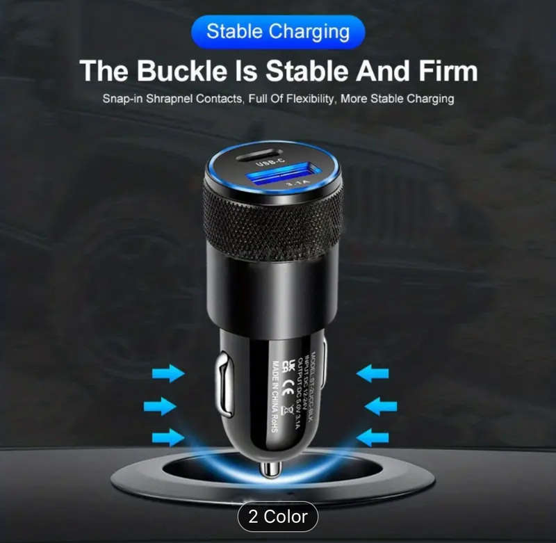 High-Speed Dual Port Metal Car Charger