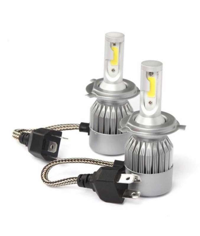 C6 H4 3800LM 36W LED Car Headlight Kit With Built-in Cooling Fan - 2 Bulbs