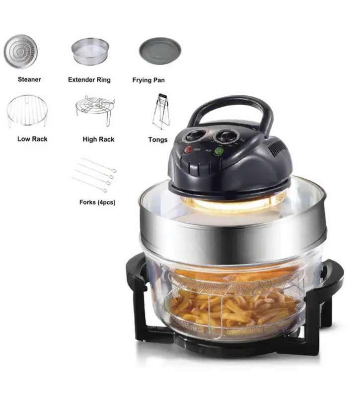 Raf 12 liter Air Fryer Multi-cooker GlassElectric Convection Halogen Oven